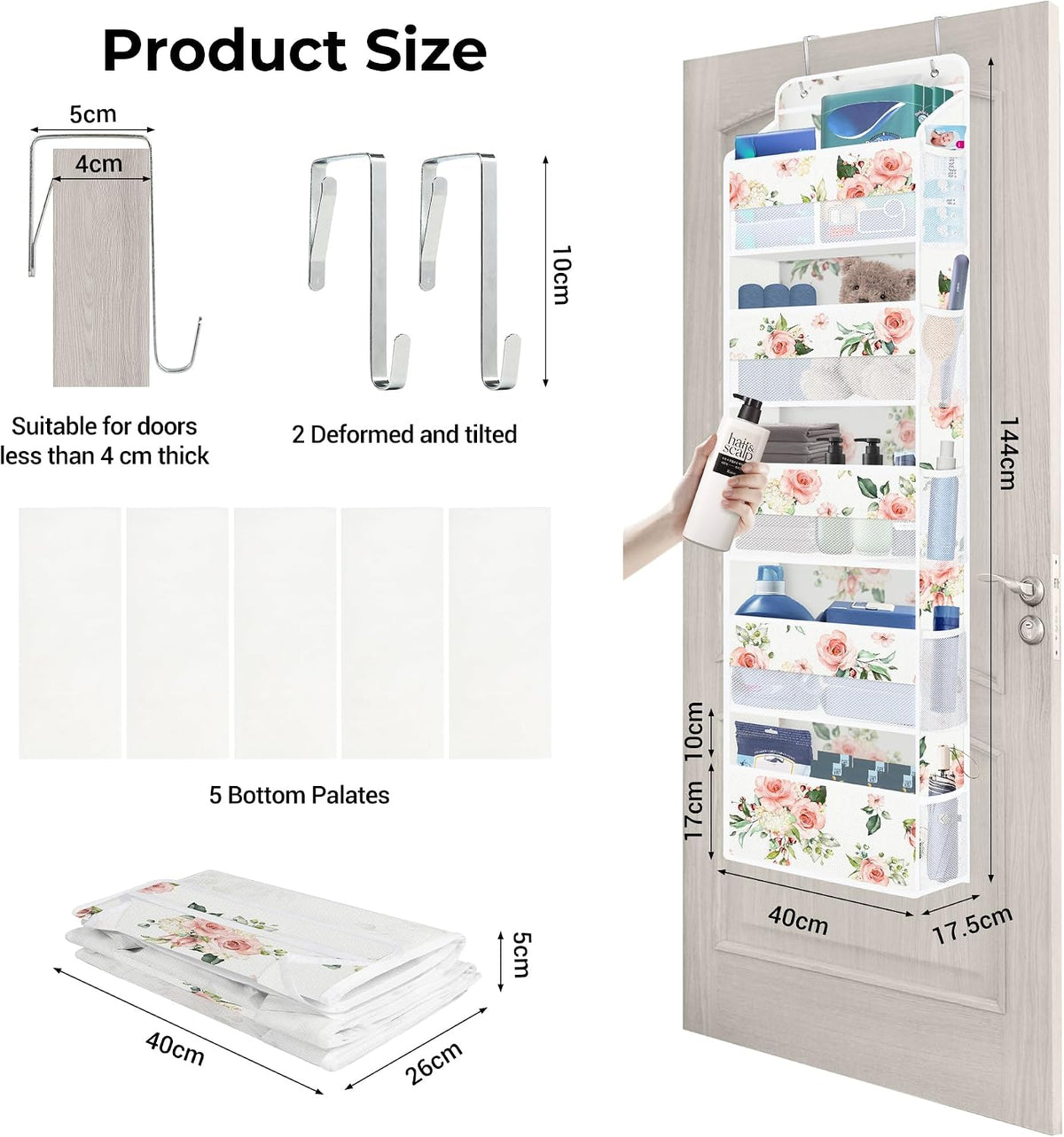 Over the Door Organizer Diaper Toy Nursery Hanging Shelf, Flower
