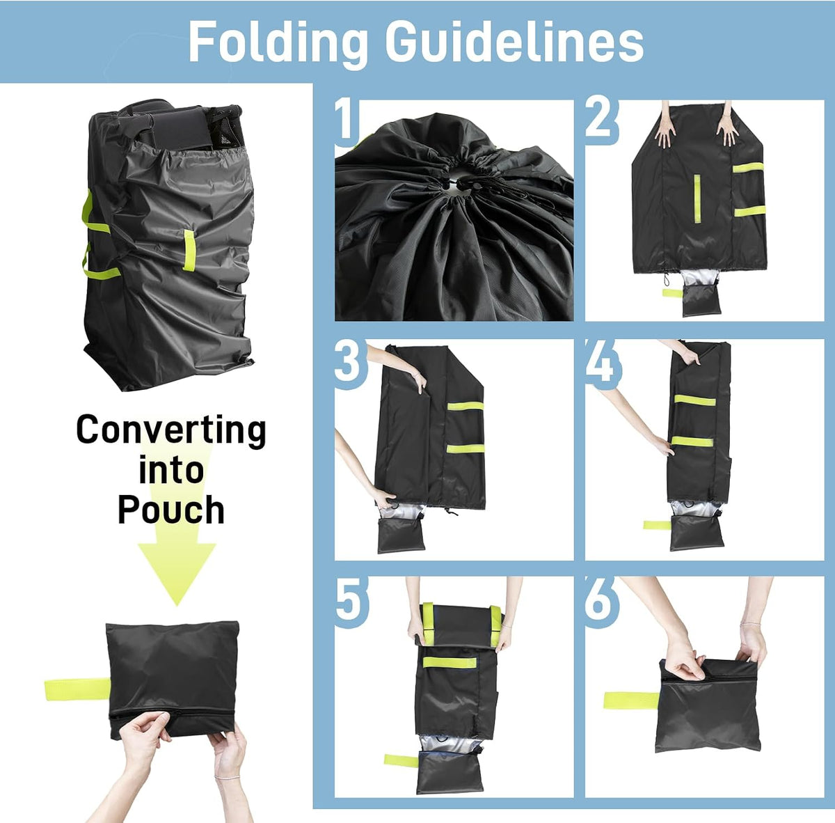 Gate Cheak Stroller Bag for Airplane Travel, Standard or Double Stroller Travel Bag For Airplane, Waterproof Travel Carry Bag, Large Stroller Cover, Black