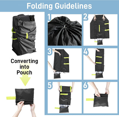 Gate Cheak Stroller Bag for Airplane Travel, Standard or Double Stroller Travel Bag For Airplane, Waterproof Travel Carry Bag, Large Stroller Cover, Black