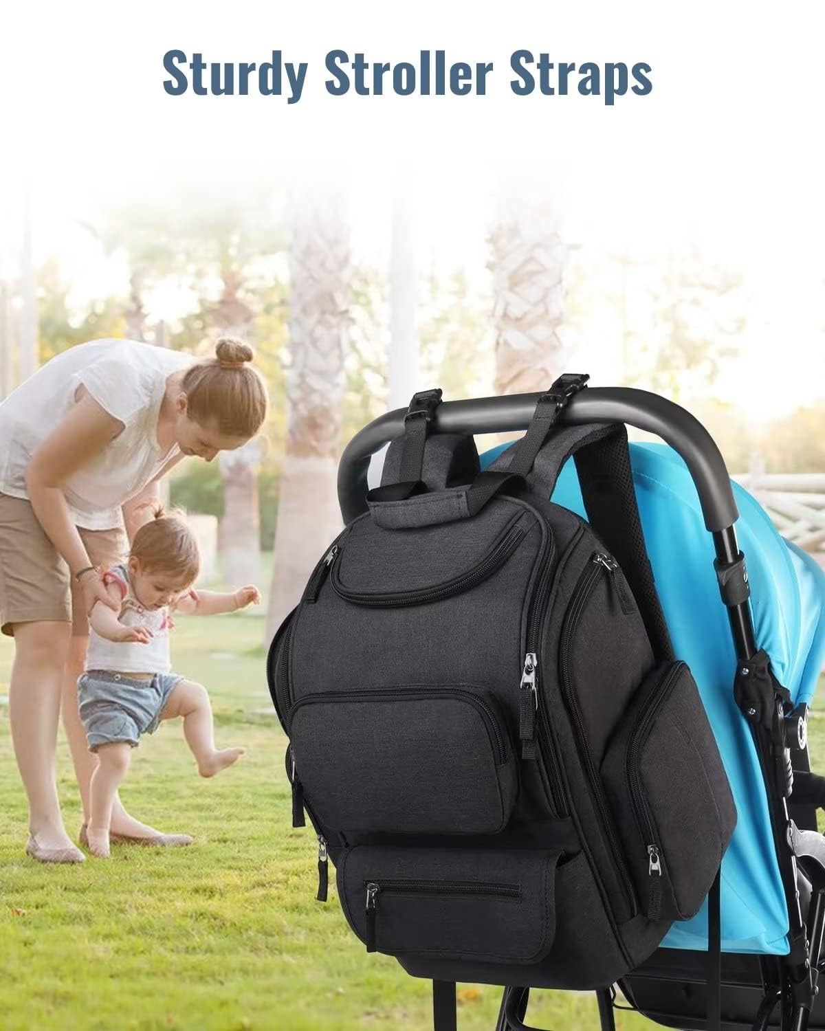 Diaper Bag Backpack, Extra Large Capacity Black Baby Diaper Backpack