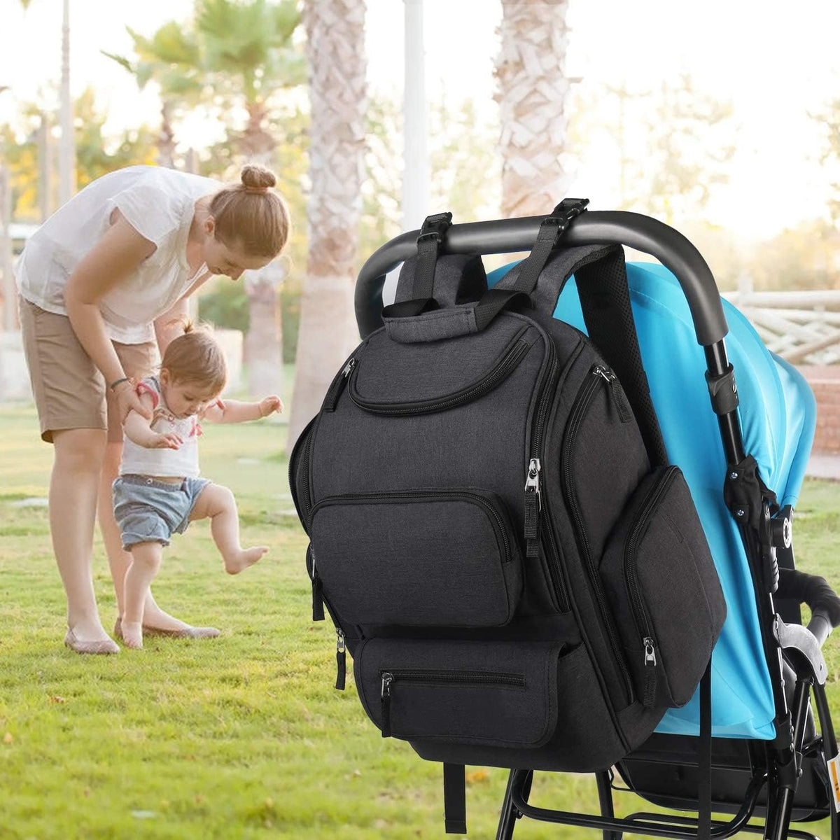 Diaper Bag Backpack, Extra Large Capacity Black Baby Diaper Backpack