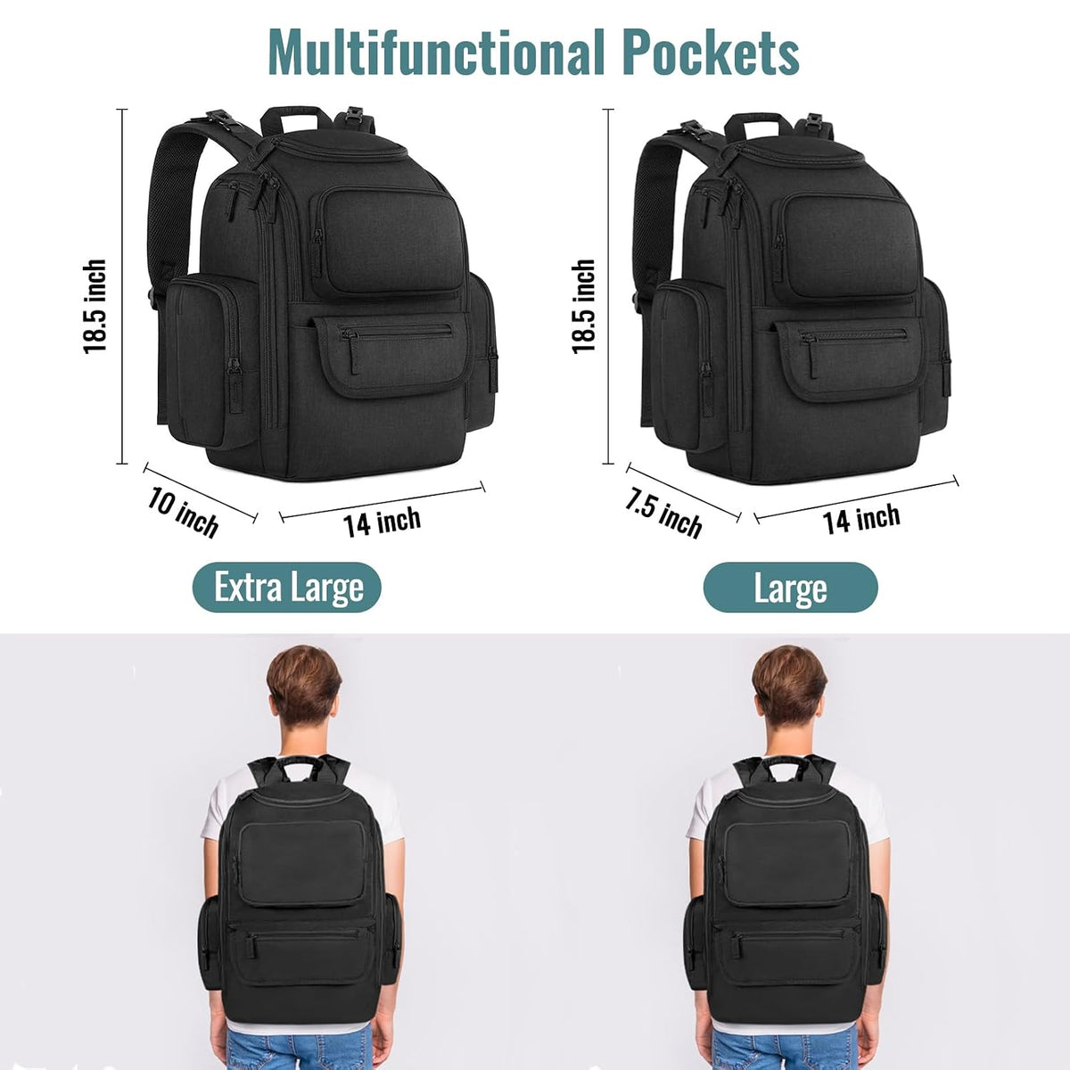 Diaper Bag Backpack, Extra Large Capacity Black Baby Diaper Backpack