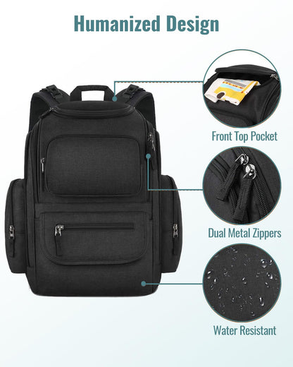 Diaper Bag Backpack, Extra Large Capacity Black Baby Diaper Backpack