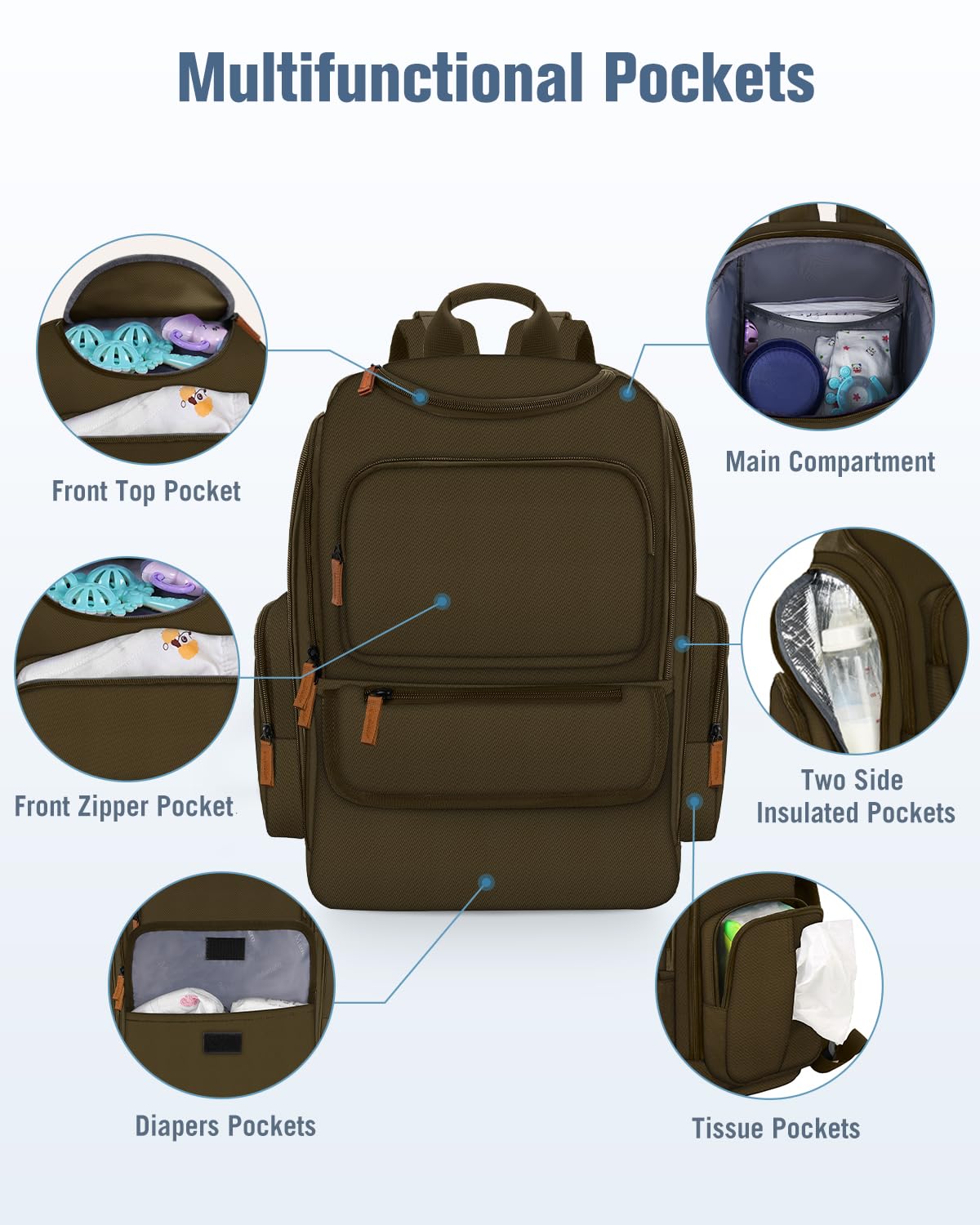 Diaper Bag Backpack, Extra Large Capacity Black Baby Diaper Backpack