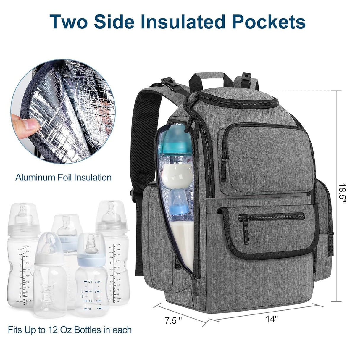 Diaper Bag Backpack, Extra Large Capacity Black Baby Diaper Backpack