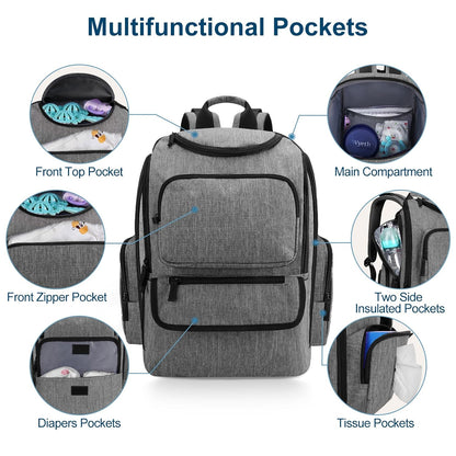 Diaper Bag Backpack, Extra Large Capacity Black Baby Diaper Backpack