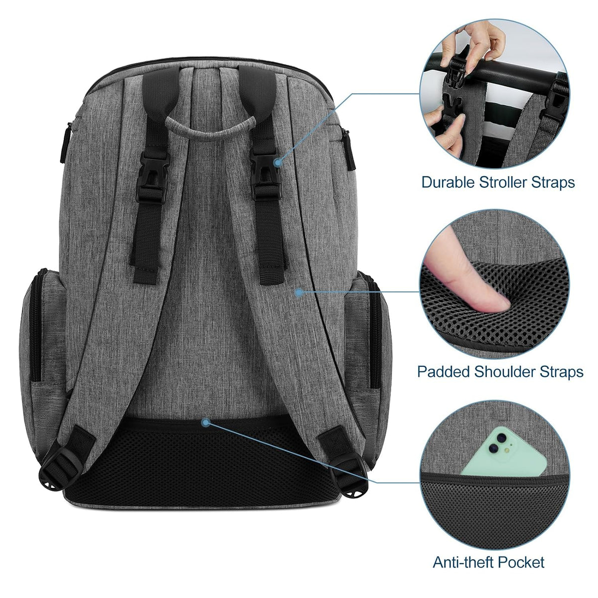 Diaper Bag Backpack, Extra Large Capacity Black Baby Diaper Backpack
