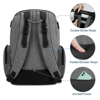 Diaper Bag Backpack, Extra Large Capacity Black Baby Diaper Backpack
