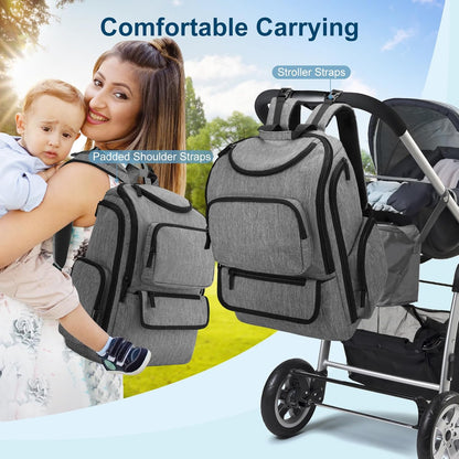 Diaper Bag Backpack, Extra Large Capacity Black Baby Diaper Backpack
