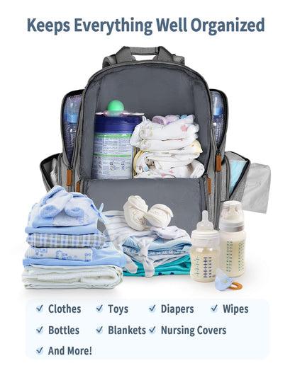 Diaper Bag Backpack, Extra Large Capacity Black Baby Diaper Backpack