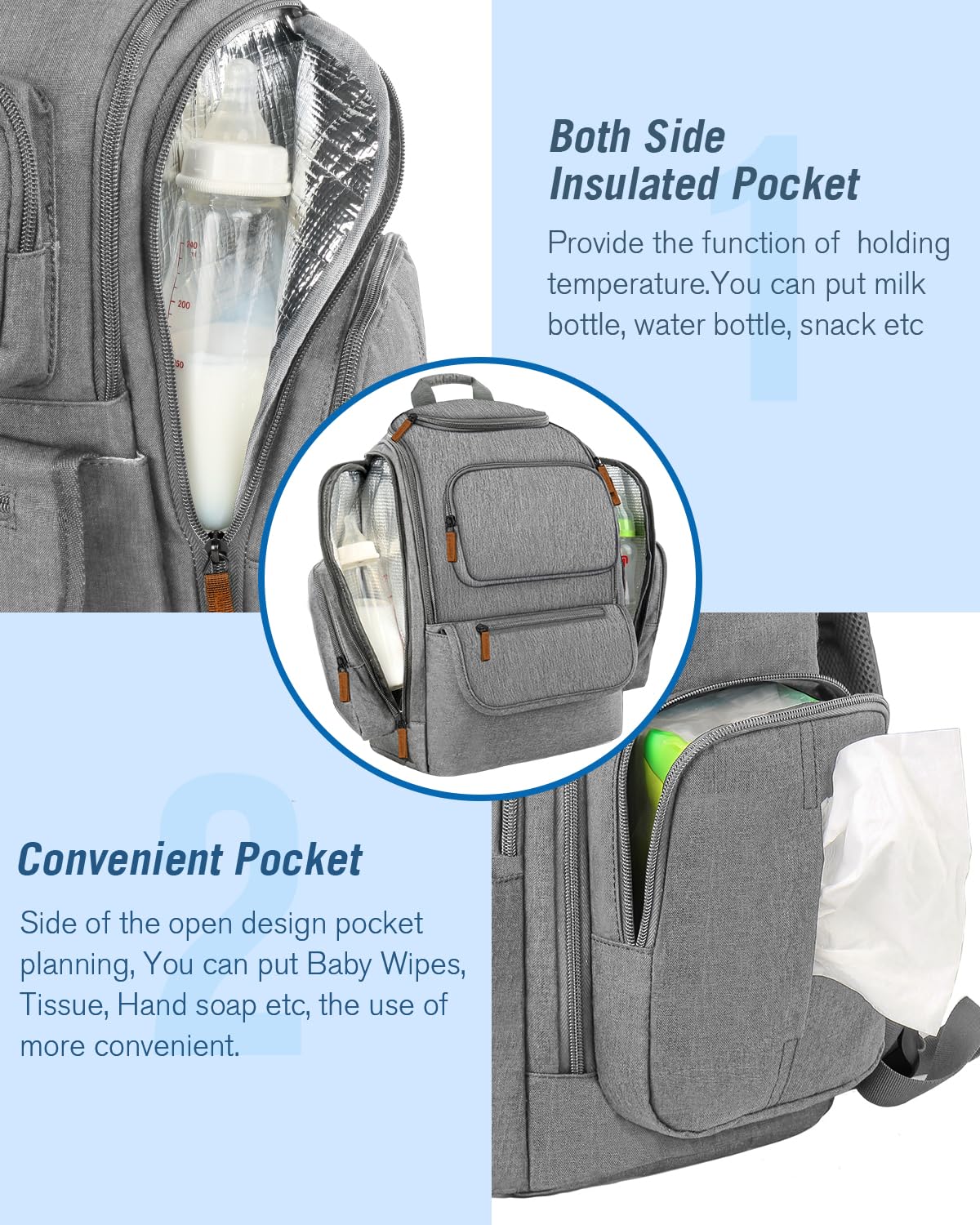 Diaper Bag Backpack, Extra Large Capacity Black Baby Diaper Backpack