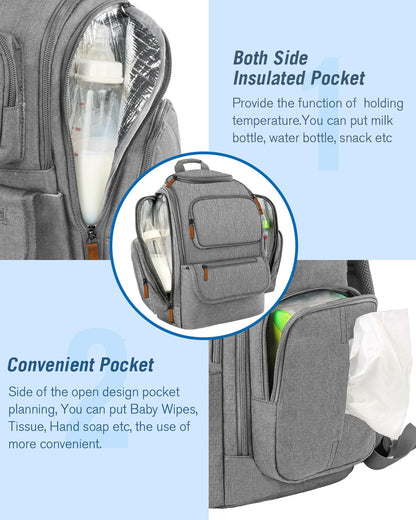 Diaper Bag Backpack, Extra Large Capacity Black Baby Diaper Backpack