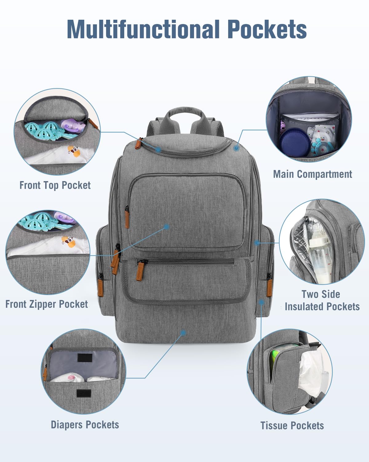 Diaper Bag Backpack, Extra Large Capacity Black Baby Diaper Backpack