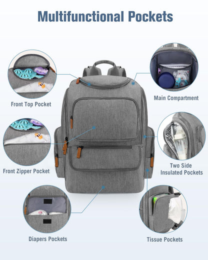 Diaper Bag Backpack, Extra Large Capacity Black Baby Diaper Backpack