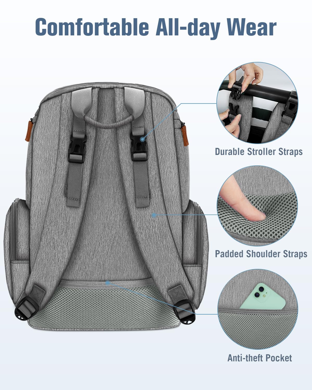 Diaper Bag Backpack, Extra Large Capacity Black Baby Diaper Backpack