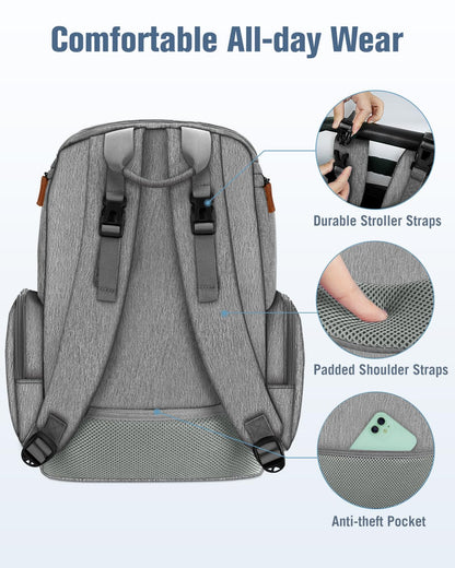 Diaper Bag Backpack, Extra Large Capacity Black Baby Diaper Backpack