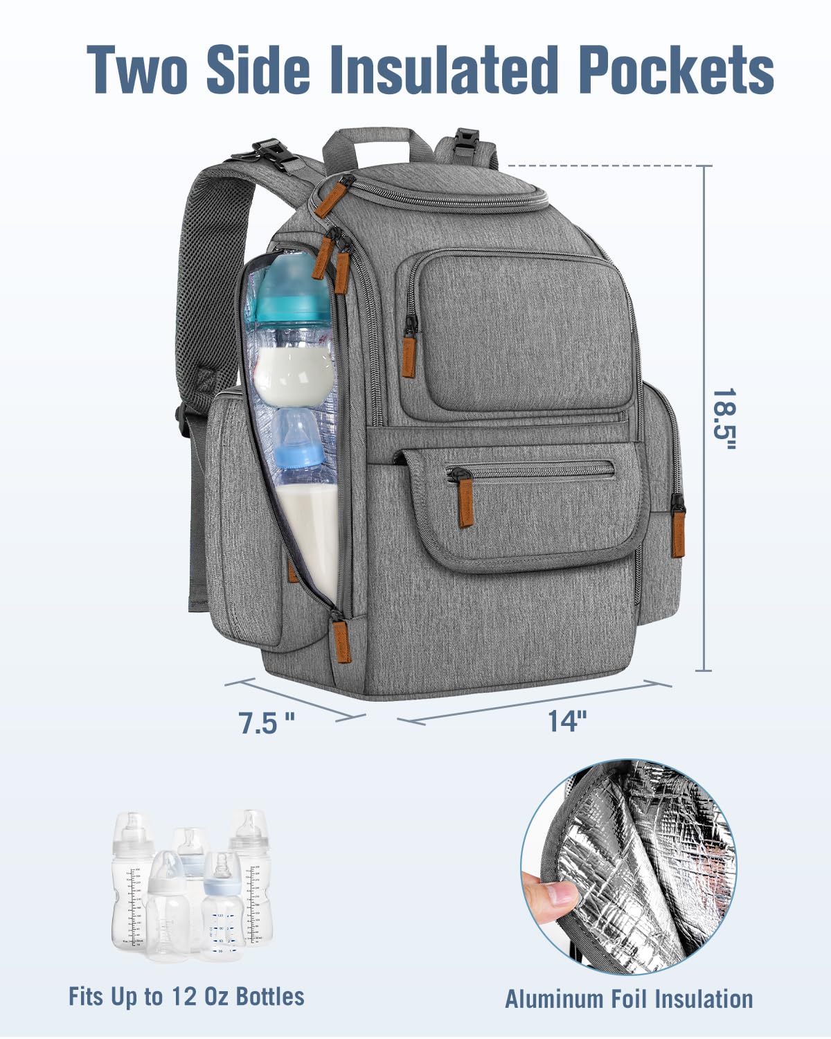 Diaper Bag Backpack, Extra Large Capacity Black Baby Diaper Backpack