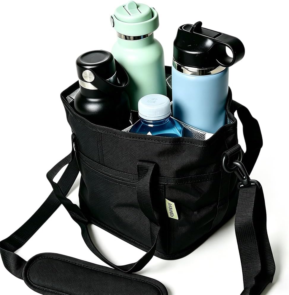 Insulated Drink Carrier Bag for 4 Cups, 2026 New No-Spill Car Drink Carrier Bag, Multiple Tumbler Carrier Caddy, Family Size 4 Compartment Drink Bag, Water Bottle Holder with Adjustable Strap (Pink)