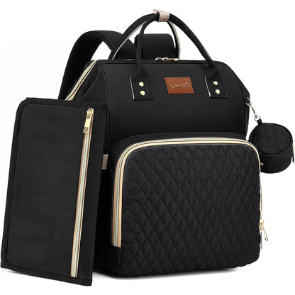 Diaper Bag Backpack with Changing Pad, Pacifier Case, Baby Bag for Boy Girl Toddler - Large, Stylish, Waterproof Travel Quilted Diaper Bag for Mom - Baby Shower - Navy Blue