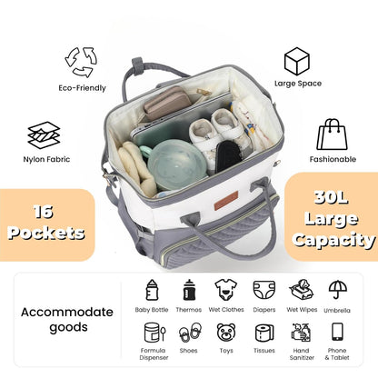 Diaper Bag Backpack with Changing Pad, Pacifier Case, Baby Bag for Boy Girl Toddler - Large, Stylish, Waterproof Travel Quilted Diaper Bag for Mom - Baby Shower - Navy Blue