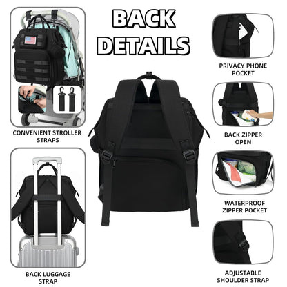 Diaper Bag Backpack with Changing Pad, Pacifier Case, Baby Bag for Boy Girl Toddler - Large, Stylish, Waterproof Travel Quilted Diaper Bag for Mom - Baby Shower - Navy Blue