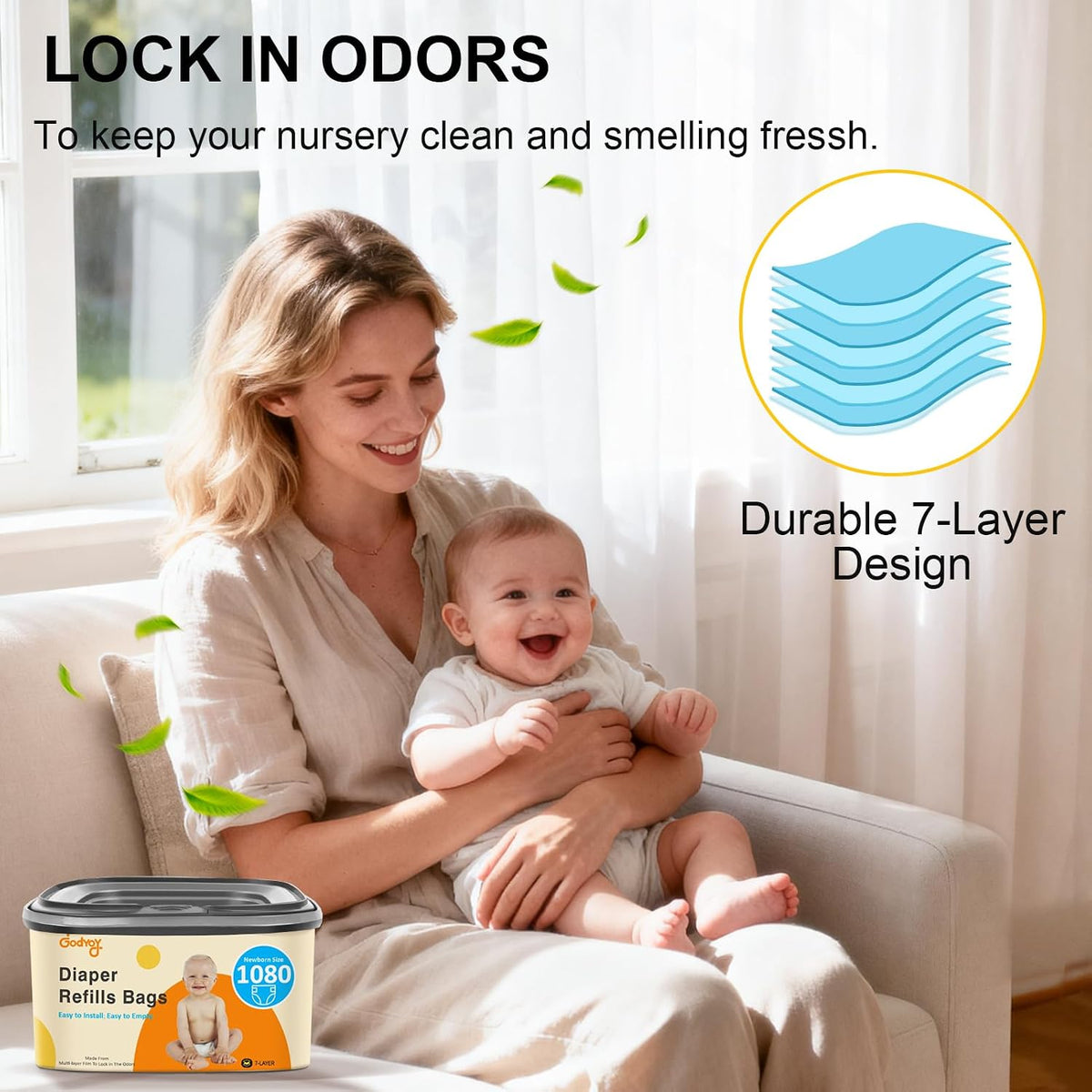 Jumbo Square Diaper Bags Fits Diaper Genie Classic,Compact,Select
