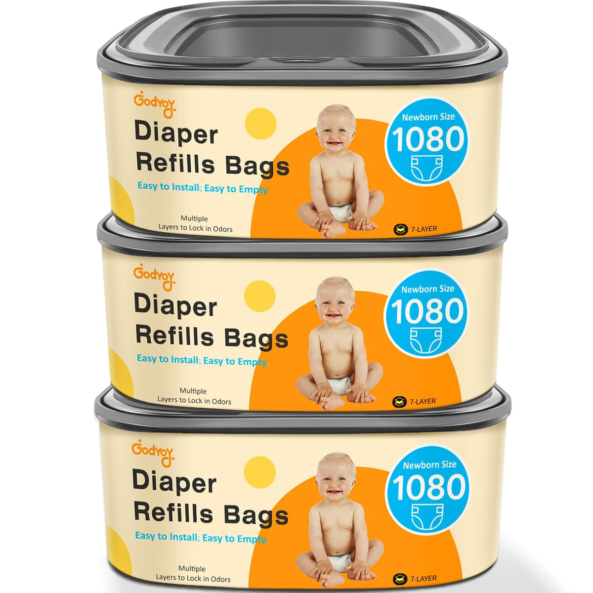 Jumbo Square Diaper Bags Fits Diaper Genie Classic,Compact,Select