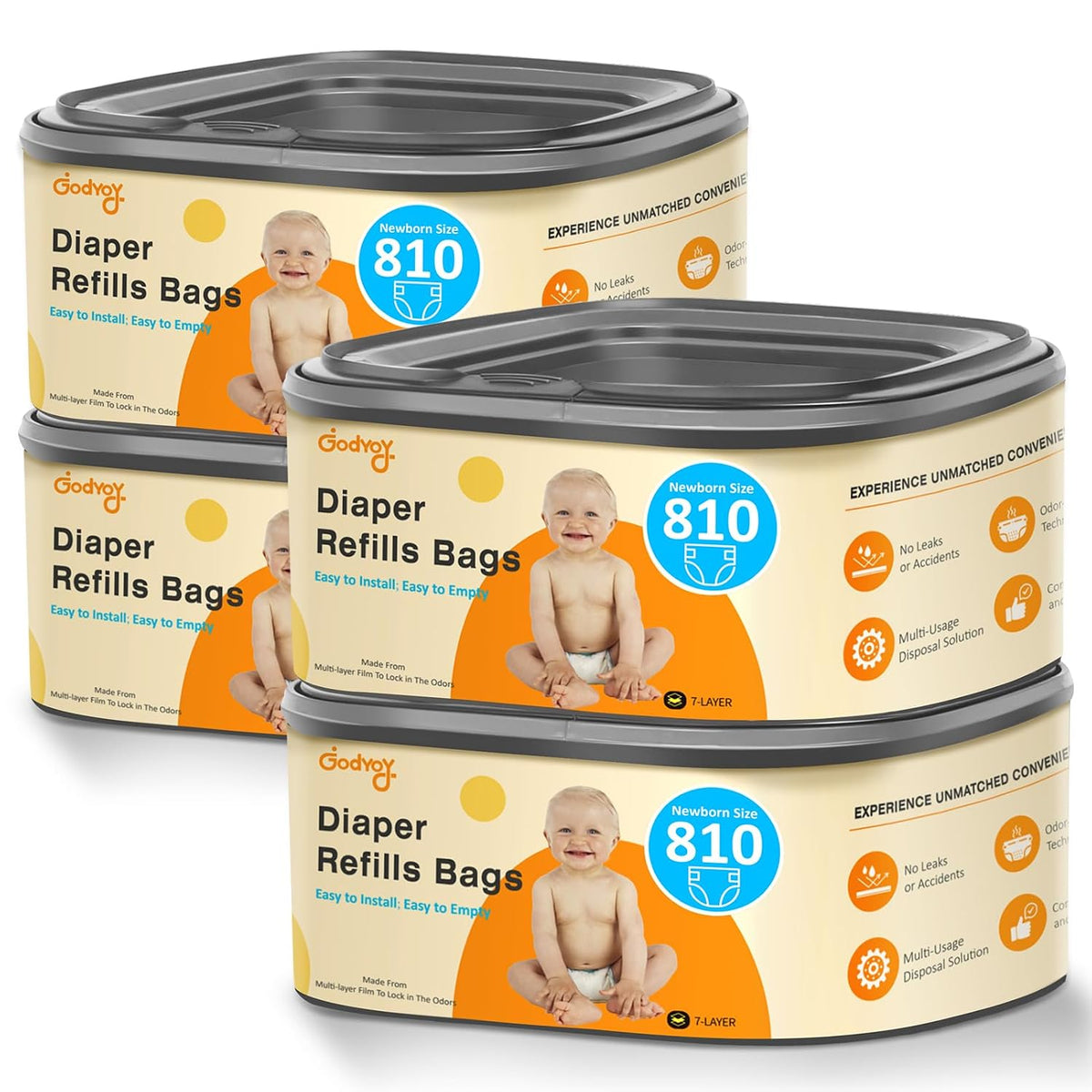 Jumbo Square Diaper Bags Fits Diaper Genie Classic,Compact,Select