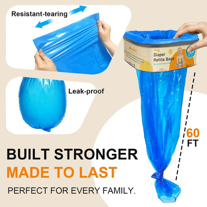 Jumbo Square Diaper Bags Fits Diaper Genie Classic,Compact,Select