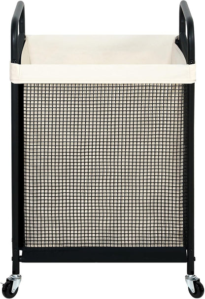 Laundry Hamper 3 Section, 120L Rolling Laundry Sorter Cart with Removable and Washable Liner Bag, Clothes Hamper with Wheels and Metal Handle for Laundry Room and Bedroom, Gray