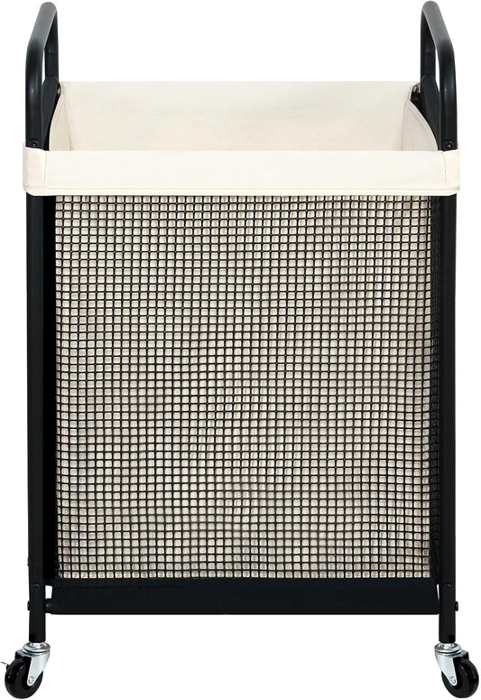Laundry Hamper 3 Section, 120L Rolling Laundry Sorter Cart with Removable and Washable Liner Bag, Clothes Hamper with Wheels and Metal Handle for Laundry Room and Bedroom, Gray