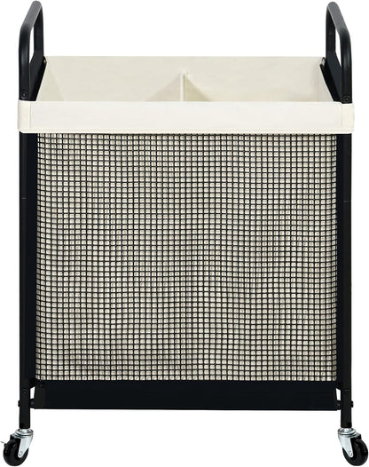 Laundry Hamper 3 Section, 120L Rolling Laundry Sorter Cart with Removable and Washable Liner Bag, Clothes Hamper with Wheels and Metal Handle for Laundry Room and Bedroom, Gray