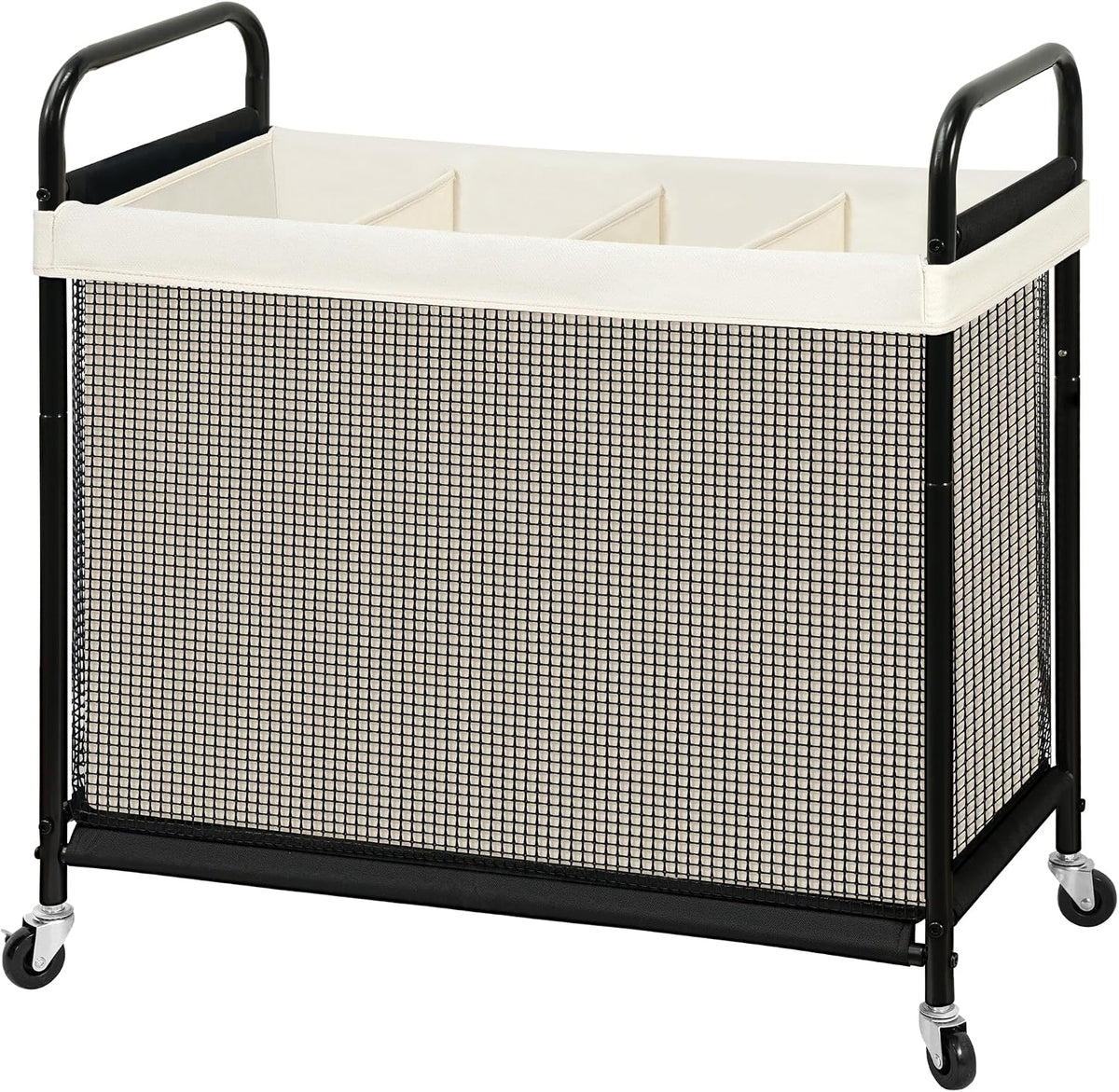 Laundry Hamper 3 Section, 120L Rolling Laundry Sorter Cart with Removable and Washable Liner Bag, Clothes Hamper with Wheels and Metal Handle for Laundry Room and Bedroom, Gray