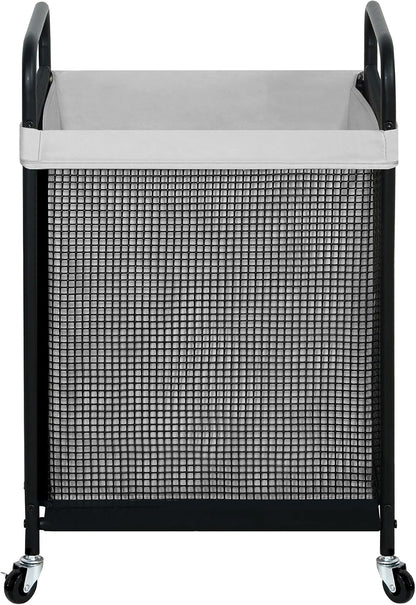 Laundry Hamper 3 Section, 120L Rolling Laundry Sorter Cart with Removable and Washable Liner Bag, Clothes Hamper with Wheels and Metal Handle for Laundry Room and Bedroom, Gray