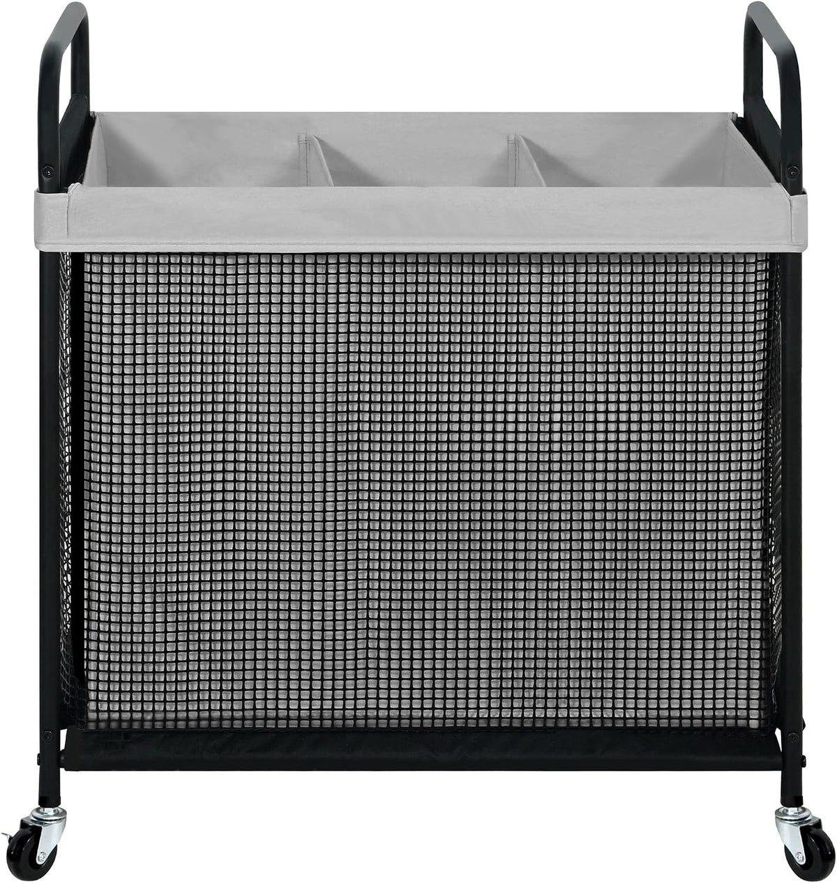 Laundry Hamper 3 Section, 120L Rolling Laundry Sorter Cart with Removable and Washable Liner Bag, Clothes Hamper with Wheels and Metal Handle for Laundry Room and Bedroom, Gray