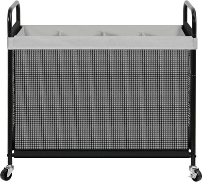 Laundry Hamper 3 Section, 120L Rolling Laundry Sorter Cart with Removable and Washable Liner Bag, Clothes Hamper with Wheels and Metal Handle for Laundry Room and Bedroom, Gray