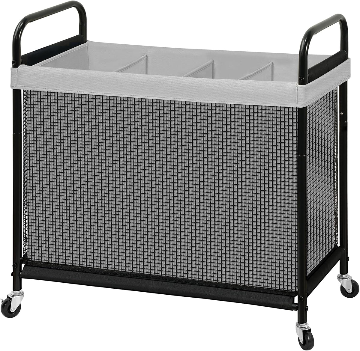 Laundry Hamper 3 Section, 120L Rolling Laundry Sorter Cart with Removable and Washable Liner Bag, Clothes Hamper with Wheels and Metal Handle for Laundry Room and Bedroom, Gray