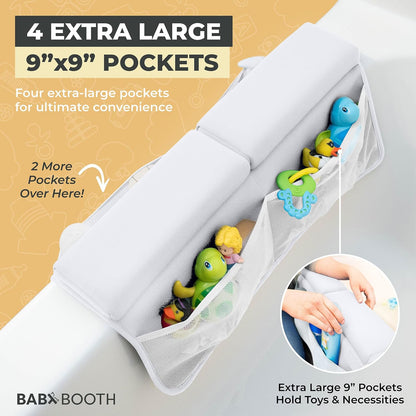 Bath Kneeler with Elbow Rest Pad Set, 1.75 inch Thick Kneeling Pad and Elbow Support for Knee Arm Support, Large Bathtub Kneeling Mat with Toy Organizer for Happy Baby Bathing Time, Beige