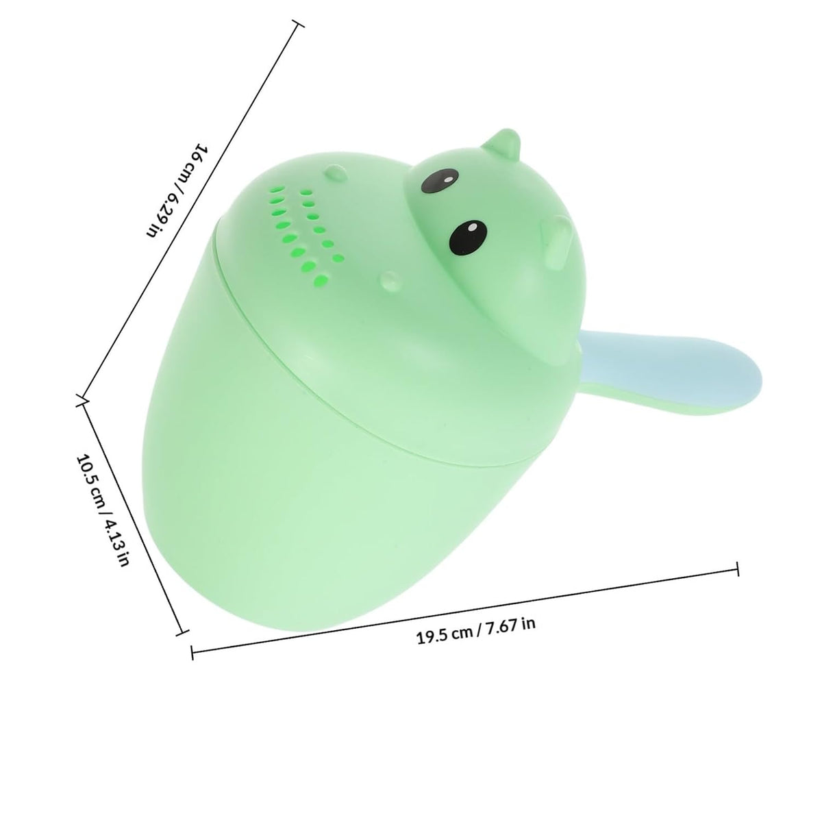 Bath Rinser and Shampoo Rinse Cup for Infants, Hippo Shape, Large Green Water Ladle with Eye Protection, Suitable for Newborns and Shower Bathing