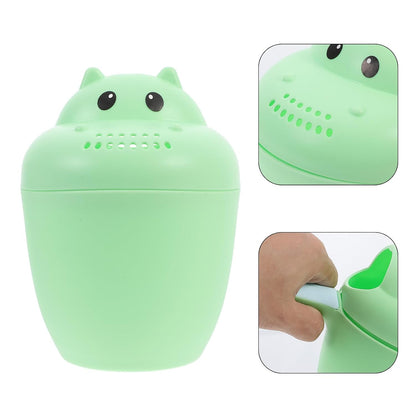 Bath Rinser and Shampoo Rinse Cup for Infants, Hippo Shape, Large Green Water Ladle with Eye Protection, Suitable for Newborns and Shower Bathing