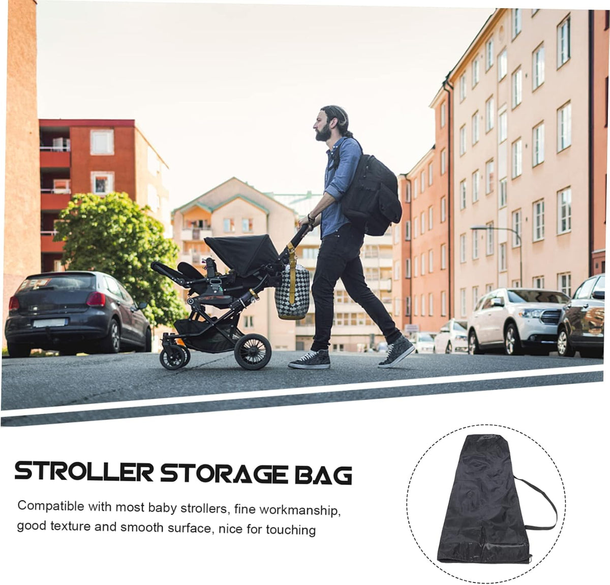 Travel Stroller Bag with Protective Cover for Airplane Gate Check Lightweight Stroller Carrying Bag with Two Shoulder Straps and Includes Inner Storage Pouch