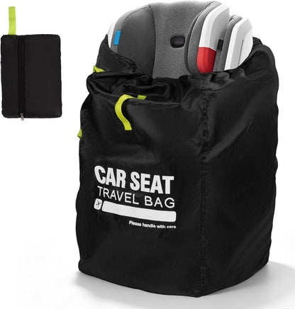 Foldable Car Seat Travel Bag, Zippered with Backpack Straps and Drawstring