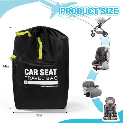 Foldable Car Seat Travel Bag, Zippered with Backpack Straps and Drawstring