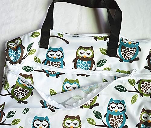 1 Large Hanging Wet Bag Laundry Pail Bag Reusable Washable (Silver Foliage)