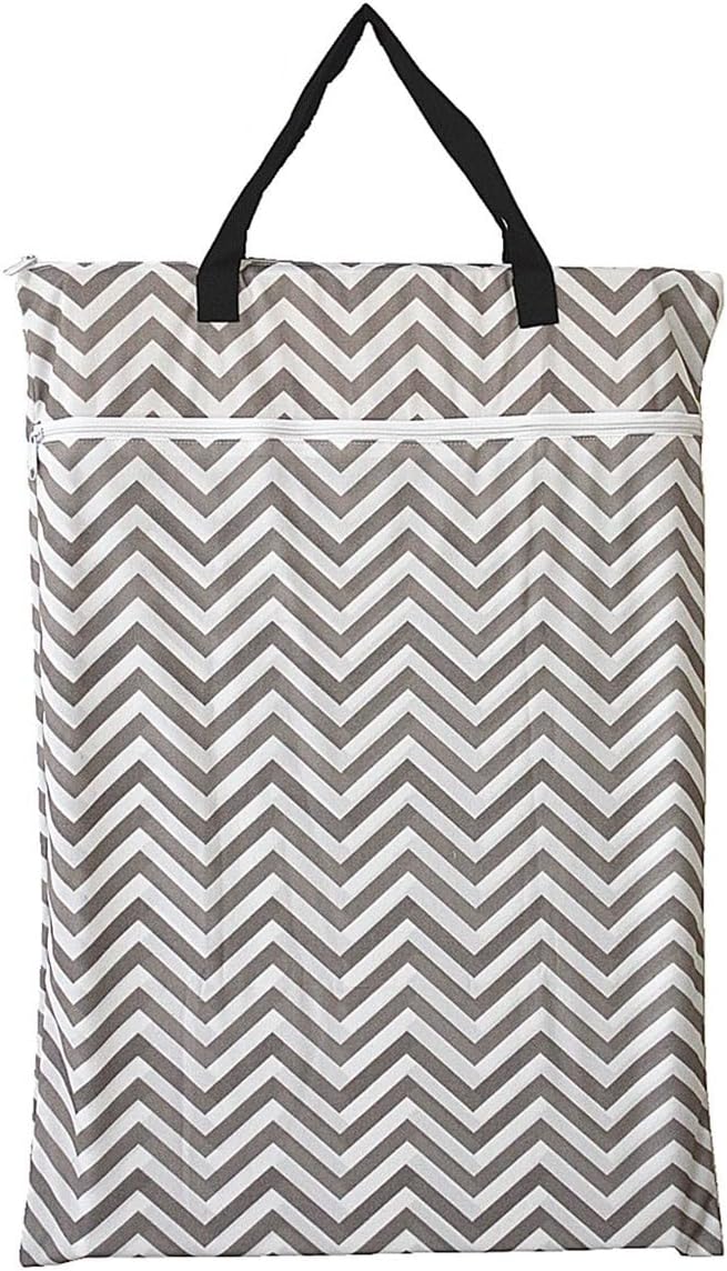 1 Large Hanging Wet Bag Laundry Pail Bag Reusable Washable (Silver Foliage)