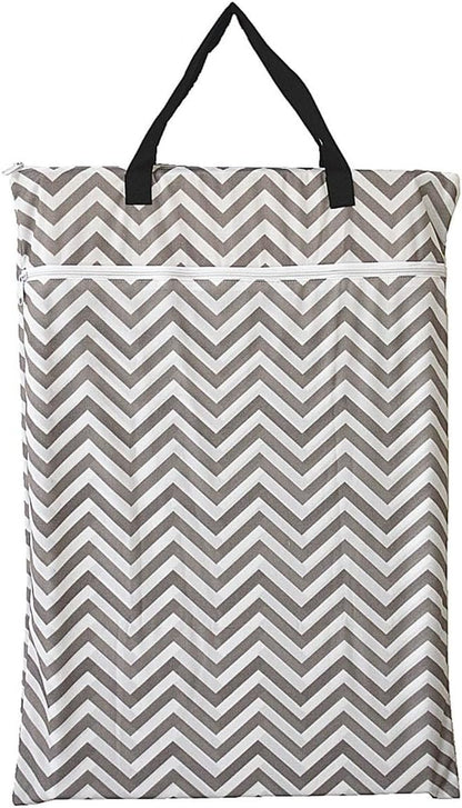 1 Large Hanging Wet Bag Laundry Pail Bag Reusable Washable (Silver Foliage)