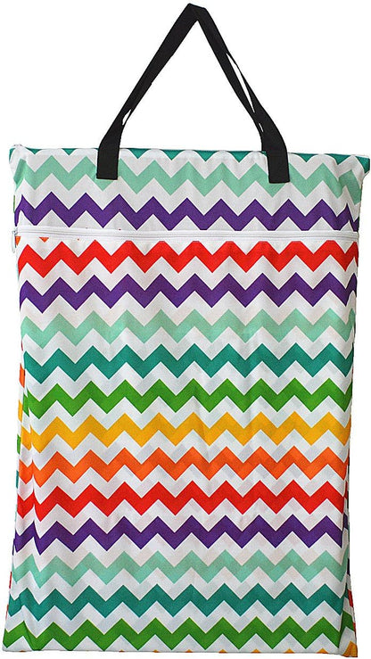 1 Large Hanging Wet Bag Laundry Pail Bag Reusable Washable (Silver Foliage)