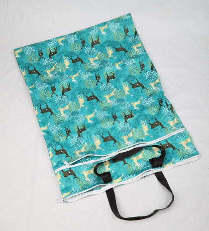 1 Large Hanging Wet Bag Laundry Pail Bag Reusable Washable (Silver Foliage)