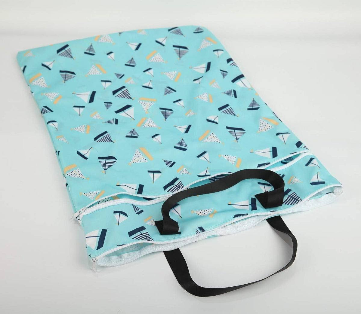 1 Large Hanging Wet Bag Laundry Pail Bag Reusable Washable (Silver Foliage)