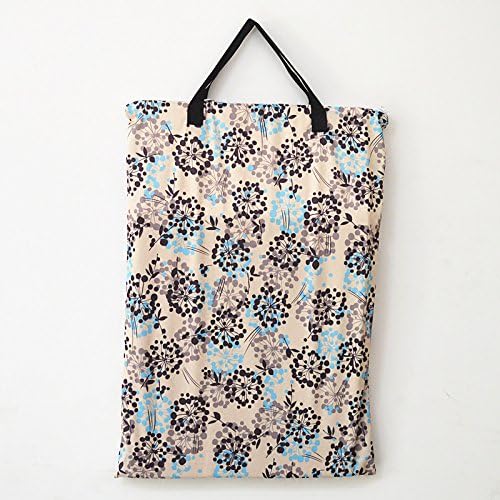 1 Large Hanging Wet Bag Laundry Pail Bag Reusable Washable (Silver Foliage)